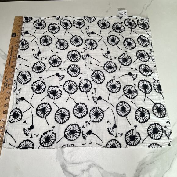 Etta Loves Organic Cotton Muslin Burp Cloths Black White Print *Lot of 2* 21x22 - Picture 11 of 13